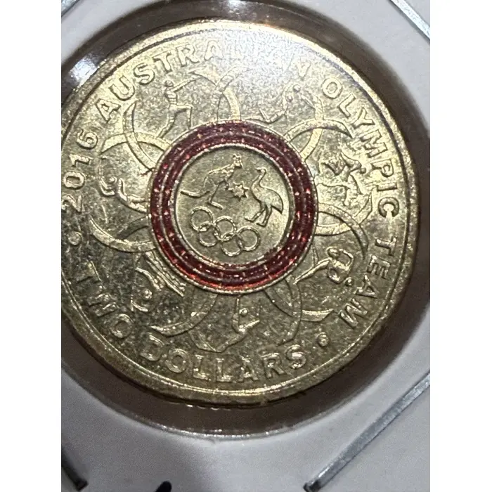 CIRC 2016 Australian Olympic Team $2 Coloured Coin - Red Ring