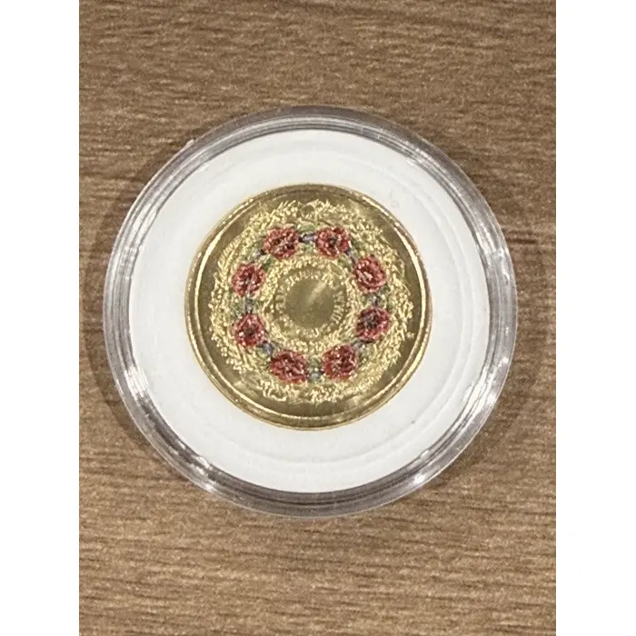 2025 Poppy Wreath (UNC) coloured $2 Coin in capsule.