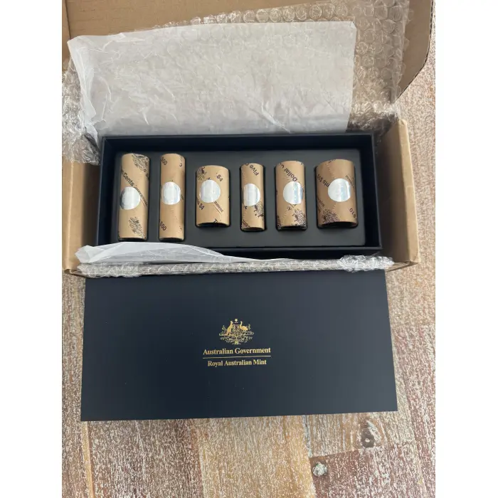   2024  ROYAL AUSTRALIAN MINT PREMIUM 6 ROLLED COIN SET  5c Roll Cud Error