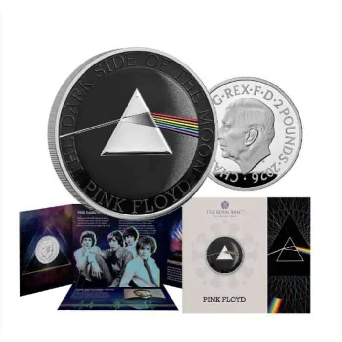 2026 £5 Pink Floyd Brilliant Uncirculated Colour Coin