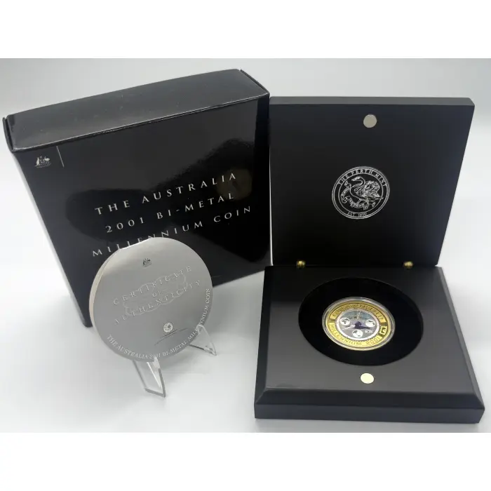 2001 Perth Mint “Millennium” bi metal 9.5 gram gold coin- 7,500 mintage 